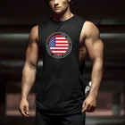Майка Muscleguys мужская с вырезами без рукавов, одежда для бодибилдинга и фитнеса, майка с флагом США, жилет для мышц