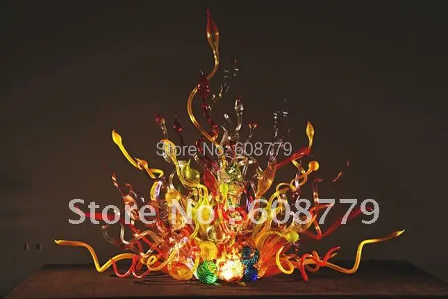 Free Shipping Blown Glass Unique Colored Flower Floor Sculpture Light-LRS010