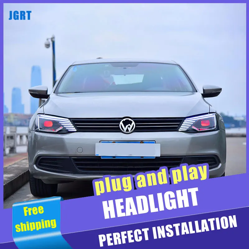 Фары автомобильные 2 шт. светодиодные для VW Jetta 2011-2018 DRL двухлучевые H7 Ксеноновые