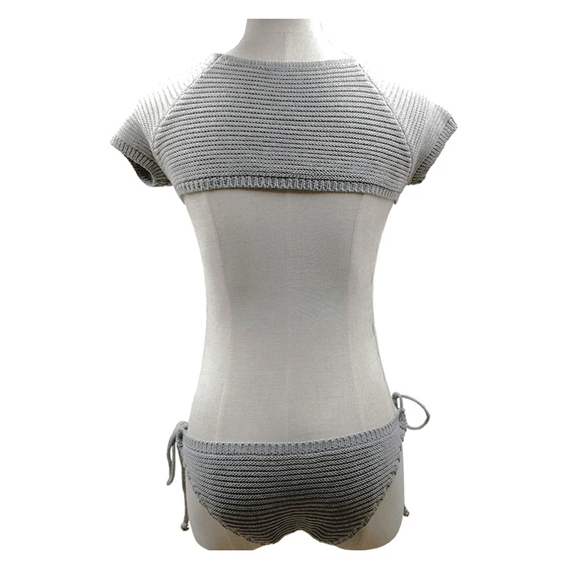Coser Женский вязаный купальник, однотонный вязаный купальник, женский пляжный свитер, бикини, полые сексуальные купальники, свободный размер
