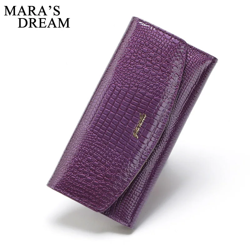 B Purple Mara's Dream, женские кошельки, натуральная кожа, Длинный кошелек, роскошный бренд, сплошной цвет, клатч женский кошелек, натуральная кожа, Женский кошелек для монет - Цвет: B Purple