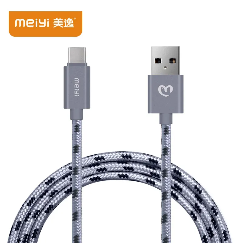 MEIYI M18 1 м металлический нейлоновый Плетеный USB кабель типа C Быстрая зарядка