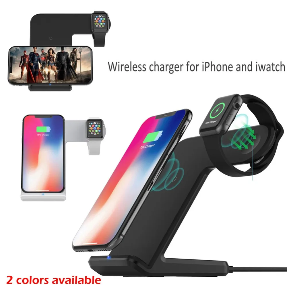 2 в 1 Быстрая Зарядка Qi Беспроводное зарядное устройство для Apple Watch 3 iPhone XS Max XR X 8 Plus