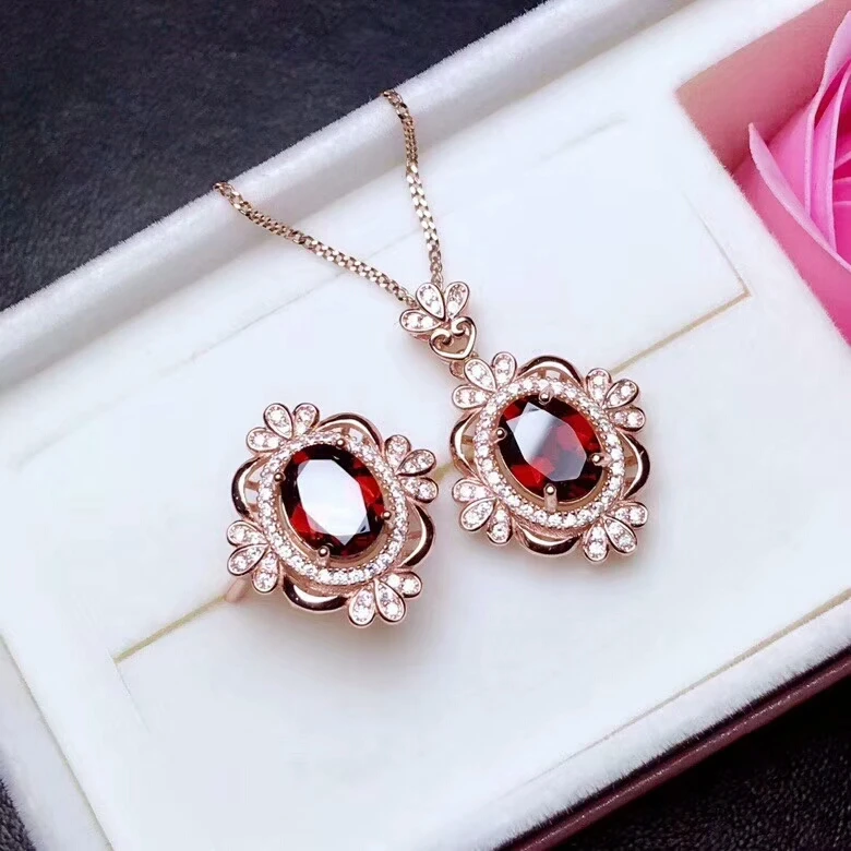 [MeiBaPJ высококачественный натуральный красный гранат модный цвет серебро 925 пробы