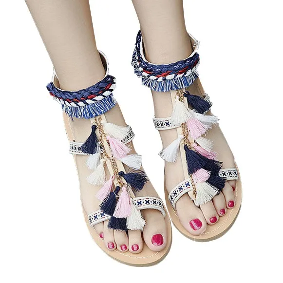 SAGACE/Женская обувь летние сандалии на плоской подошве в национальном стиле