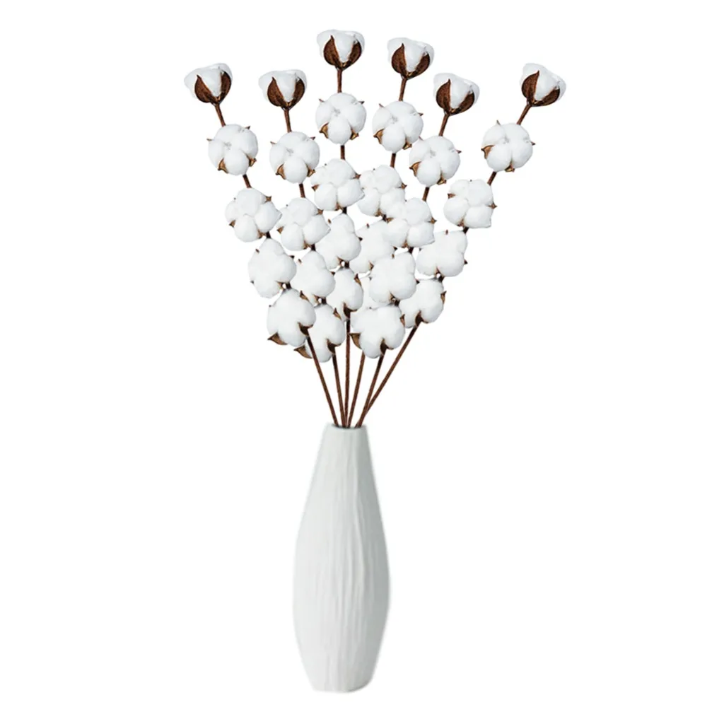 

Dried Cotton+Plastic Stem Flower Branch Artificial Cotton Plants Flower DIY for Home Wedding Party Decoration Wreath