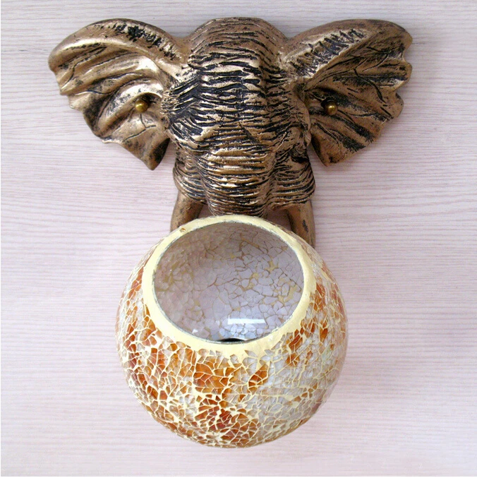 exotic India southeast Asia mediterranean resin elephant mosaic glass e27 wall lamp for restaurant aisle balcony bar hotel 1928 | Освещение