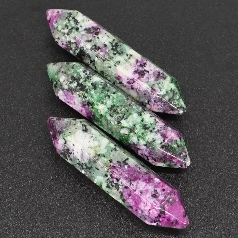 Уникальный натуральный рубин Zoisite Crystal шестигранная колонна кабошон 3 шт. 35x8