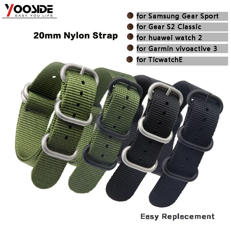 Удобный нейлоновый ремешок для Samsung Gear Sport/Gear S2 Classic/для huawei watch 2/для Garmin vivoactive