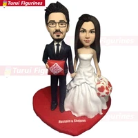 personalized wedding cake topper bobble head clay figurine based on customers photo using as wedding cake topper wedding gift d