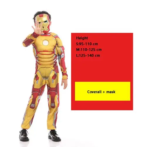 Yellow iron Man Человек-паук Супермен железный мужской костюм для косплея для мальчиков Карнавальный костюм Хэллоуина для детей звезда Америка капитан Халк Черная пантера - Цвет: Yellow iron Man
