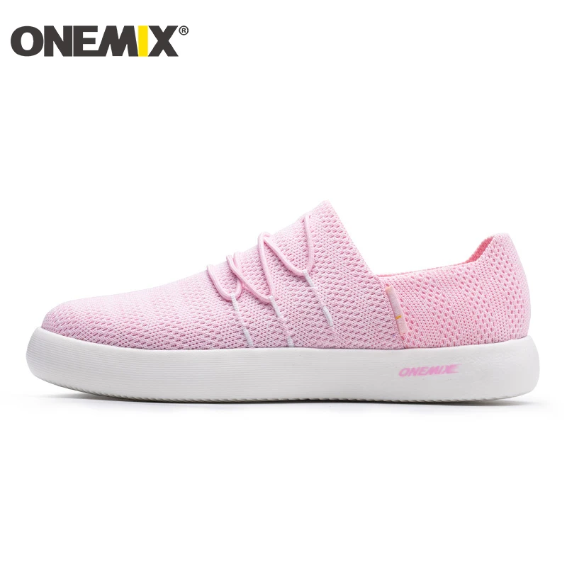 ONEMIX Women Sneakers Shoes Fashion Breathable Walking Mesh Slip On Female Flat Soft Pink Footwear Vulcanize | Спорт и развлечения