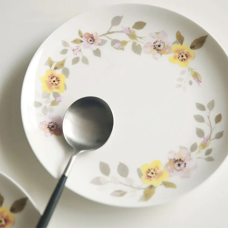 Посуда из костяного фарфора тарелки для стейков с глазурованным цветочным