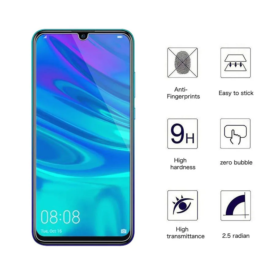 2.5D 9H Protective Full Cover Tempered Glass Screen Protector + Phone Soft TPU Clear case for Huawei P Smart 2019 |