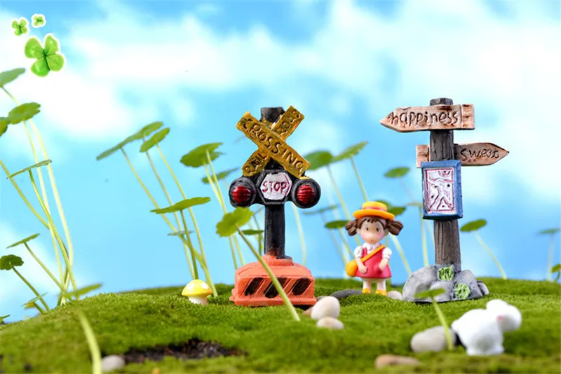 Simulation Road Sign Station Models Anime Figure Cartoon Resin Decoration DIY Creative Crafts Material Assembly Ornaments Figma | Игрушки и