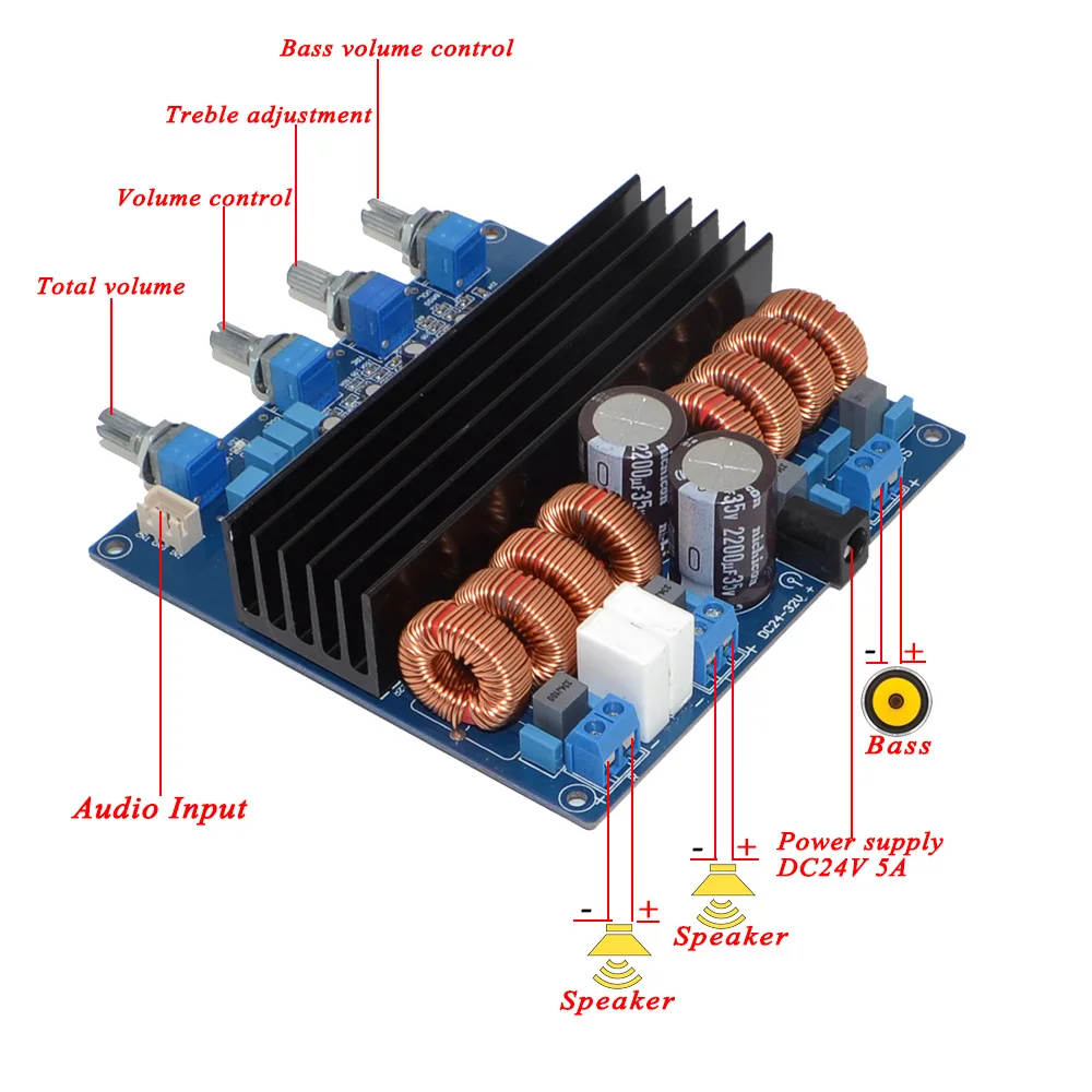 TDA7498 2 1 DC24V 32V класса D 3 канала 200 Вт + 100 W цифровой усилитель плата бесплатная