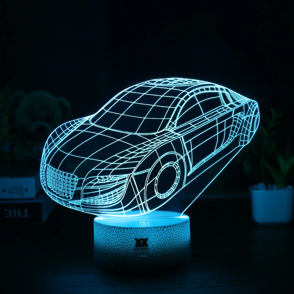 Хуэй Юань 2018 новый автомобиль 3D лампа USB светодиодный 7 цветов украшения дома