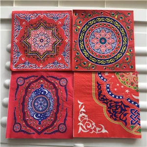 mix 4 colors Декупаж Свадебные винтажные салфетки бумажные ткани Таинственный узор синий красный желтый день рождения красивые салфетки Декор 20 - Цвет: mix 4 colors