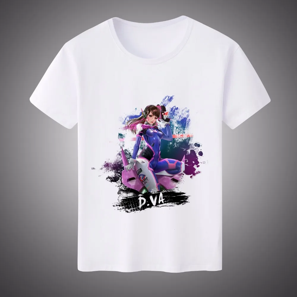 Бесплатная доставка футболка с принтом из игры OW D.VA Mccree Reaper Genji Sombra молочного