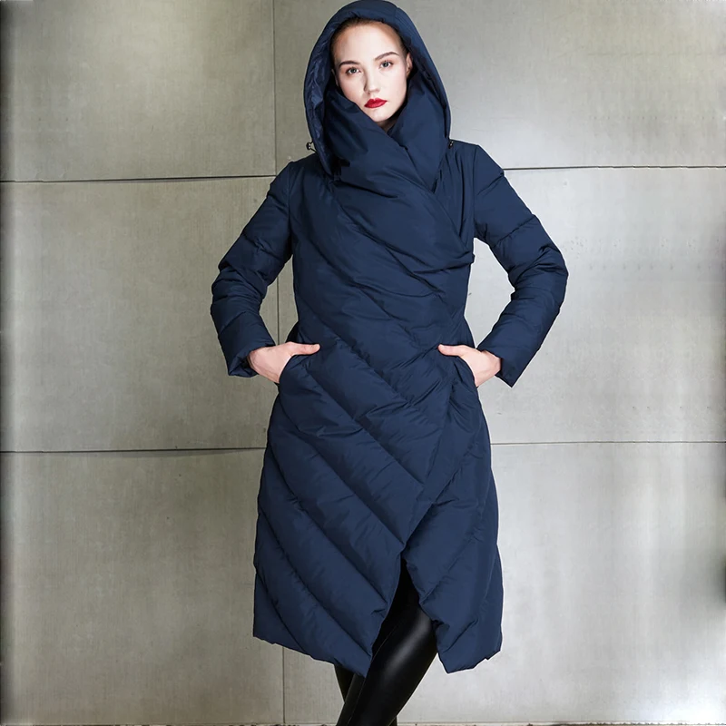 Высокое качество 2018 новый зимний женский европейский стиль Модный ассиметричный