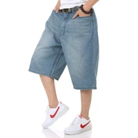 summer mens shorts hip hop harem denim jeans boardshorts american fashion loose baggy cotton shorts big size 30 46