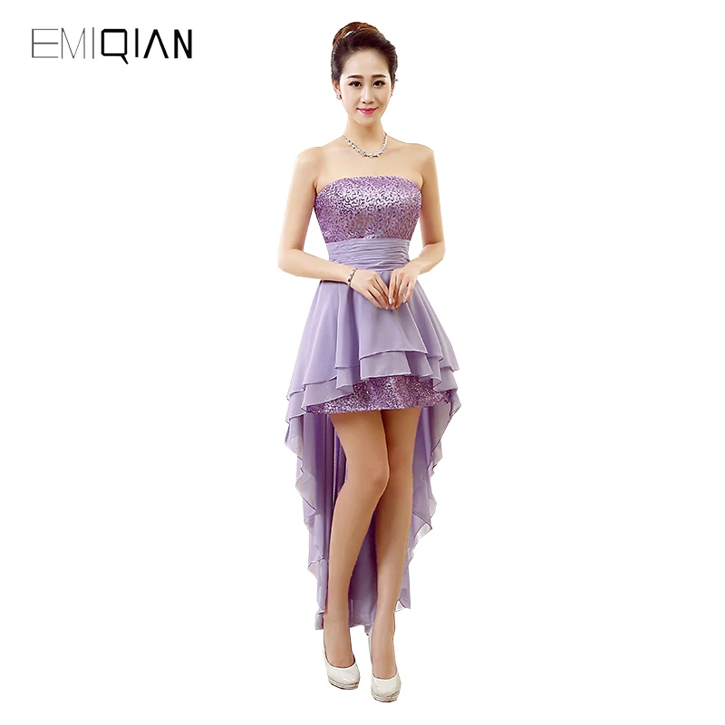 Оригинальный дизайн трапециевидного силуэта без бретелек короткое спереди