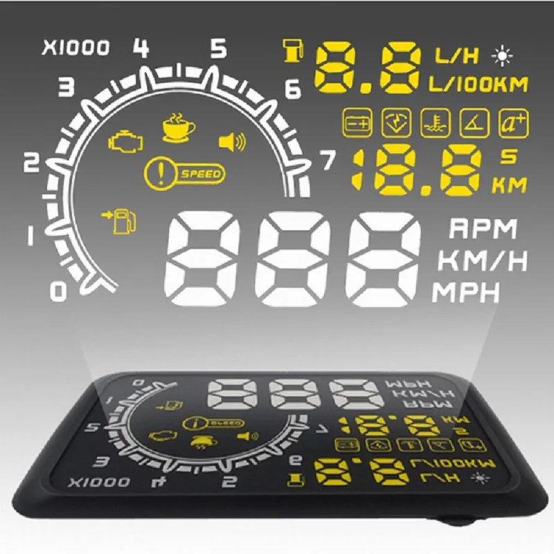 5 дюймовый автомобильный проекционный дисплей HUD OBD2 II Предупреждение о