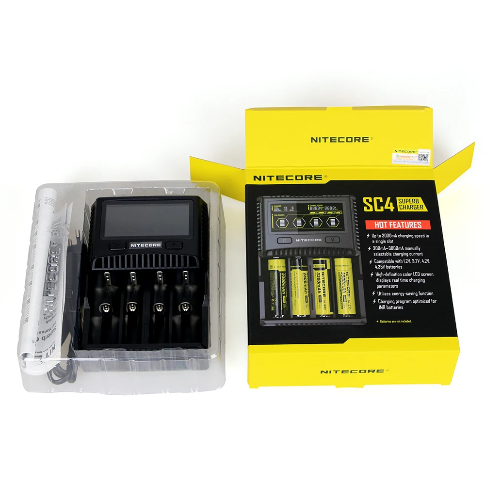 100% Nitecore SC4 превосходное автомобильное зарядное устройство для Li Ion IMR LiFePO4 Ni MH(NiCd)