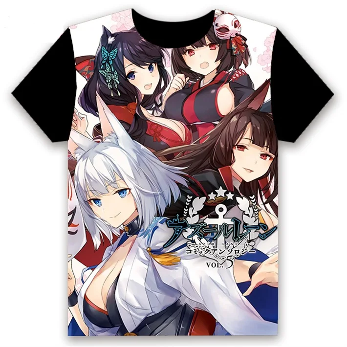 12 Мужская футболка Аниме игры Azur Lane akagi kaga illustrious Printed cosplay с коротким рукавом унисекс черные футболки топы Летняя одежда - Цвет: 12