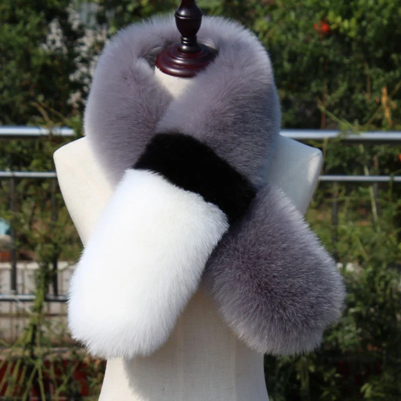 new winter patchwork faux fox scarf short fake fur autumn cosplay fashion trendy muffler multicolor customerized |