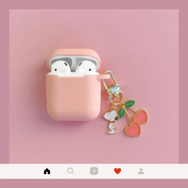 Розовый Милый чехол с подвеской в виде собаки вишни для Airpod мультяшный наушник Чехлы для Apple Airpods милые аксессуары защитный чехол с брелком - Цвет: Розовый