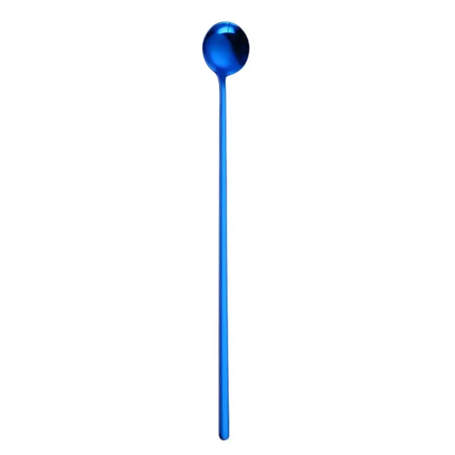 Blue Новое поступление Красочная ложка с длинной ручкой столовые приборы кофе для питья кухонный гаджет Горячая - Цвет: Blue