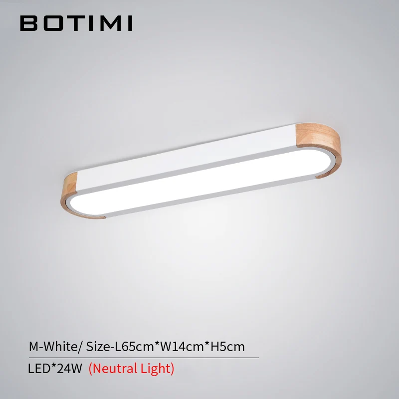 M-White-NL BOTIMI, офисный светодиодный потолочный светильник 220 В с металлическим абажуром для гостиной, длинной формы, спальни, деревянного поверхностного монтажа - Цвет корпуса: M-White-NL
