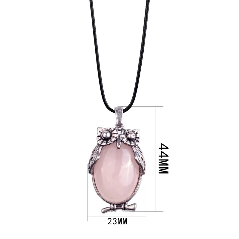 Classic Tiger eye Owl Necklace Natural Quartz Stone Crystal  Pendant Women JewelryStatement collar