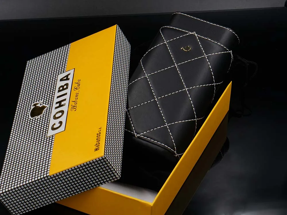 Robustos COHIBA кожаный регулируемый чехол для сигар из кедра и дерева путешествий Humidor