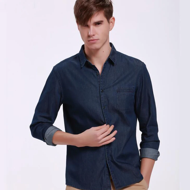 Стильная джинсовая рубашка в европейском стиле ковбойский с длинным рукавом