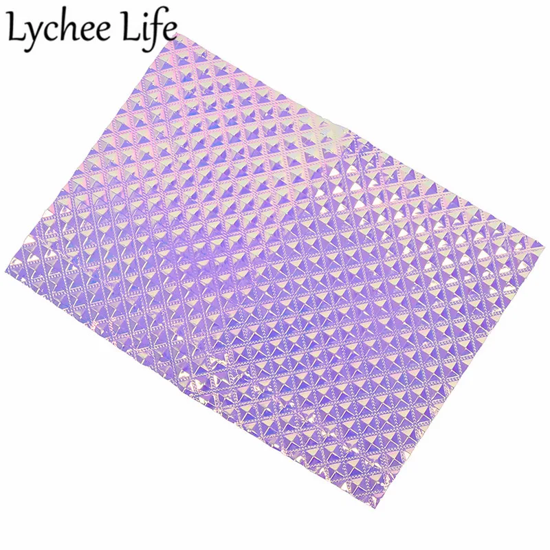 Lychee Life A4 Переливающаяся кожаная ткань цветная PU голографическая Ткань DIY