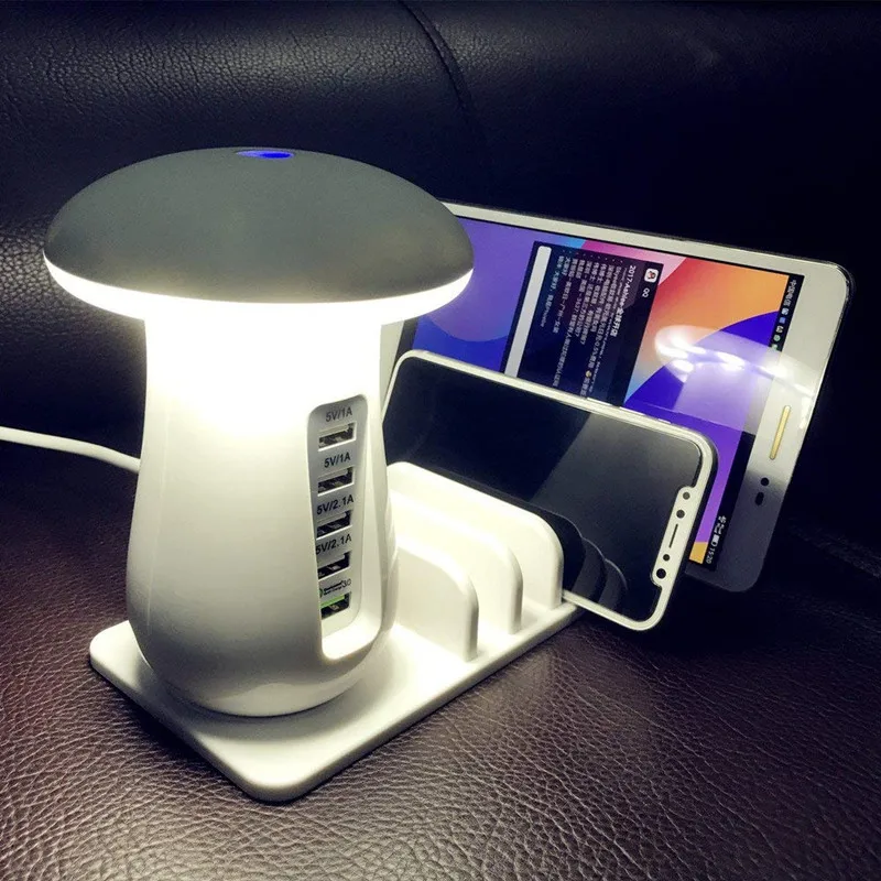 Быстрая зарядка QC4.0 QC3.0 Смарт USB зарядное устройство станция адаптер концентратор со светодиодной настольной лампой USB настенное зарядное устройство быстрое зарядное гнездо питания