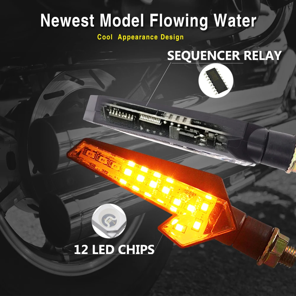 

2PCS LED Turn Signals for Motorcycle E11 Flowing Water Blinker Flashing Indicator Tail Lamp Stop Signal Universal Accessories