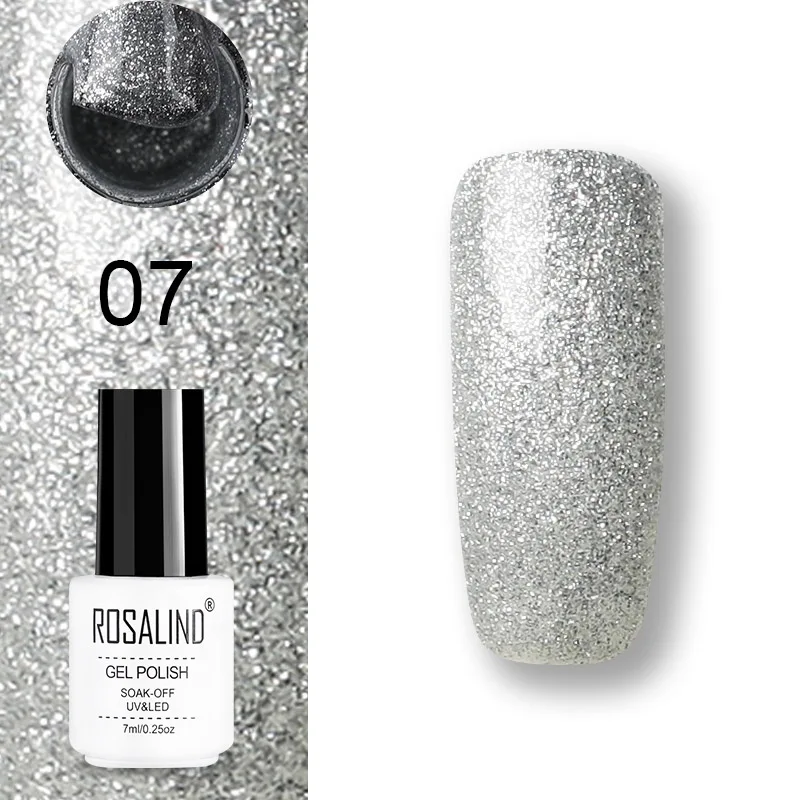 07 ROSALIND набор гель-лаков UV Vernis полуперманентный праймер верхнее покрытие 7 мл полигель-лак для маникюра - Цвет: 07