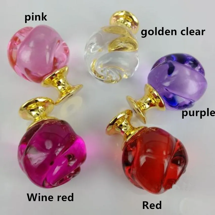 

Deluxe fashion rose furniture knobs red wine red purble pink crystal drawer cabinet knob pull silver golden dresser door handle