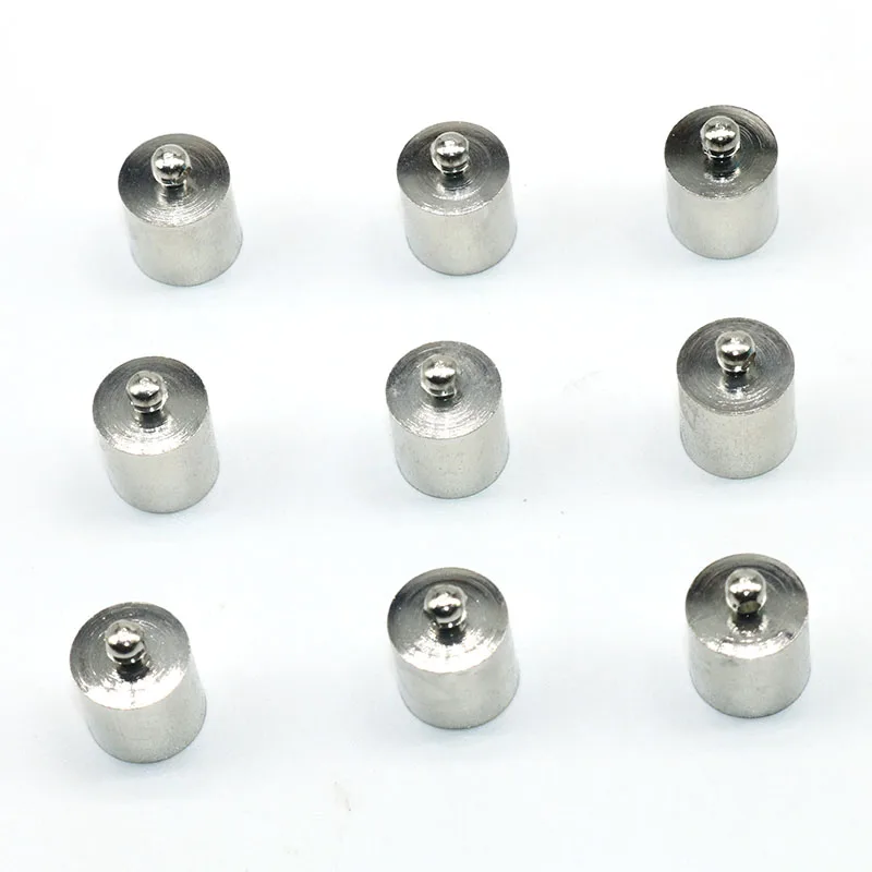 Silver 50 шт./лот, серебряное, позолоченное ожерелье из нержавеющей стали, кожаный шнур, концевые колпачки с кисточками, DIY, бусины, чашки для ювелирных изделий 12*8 мм - Цвет: Silver
