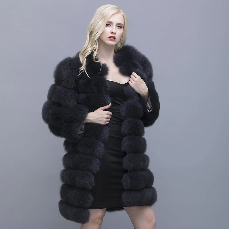 QIUSIDUN Genuine Pure Natural Long Sleeved Round Fox Fur Coat Winter Long Detachable Fashion  Coat Women's Clothing Large size