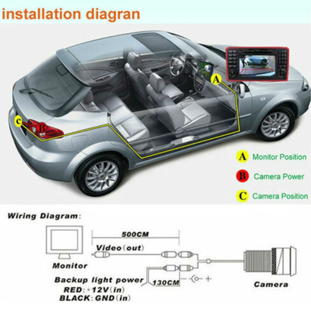Black Reverse Wide Angle Plastic CCD With Cable Car 4 Led Rear View Camera Waterproof Night Vision HD Backup For Hyundai IX35 | Автомобили