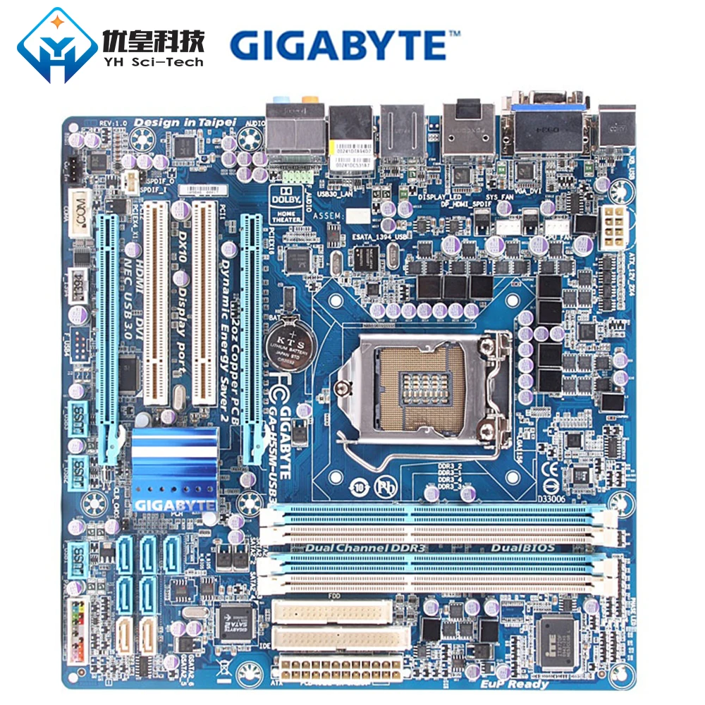 Оригинальная Материнская плата Gigabyte для настольного ПК с процессором Intel H55 LGA 1156