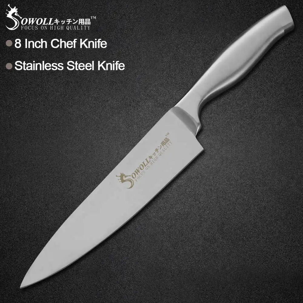 8 inch Chef Knife Кухонный нож Sowoll из нержавеющей стали, нож для мяса, рыбы, фруктов, овощей, инструмент для приготовления пищи, нож для нарезки хлеба Santoku - Цвет: 8 inch Chef Knife