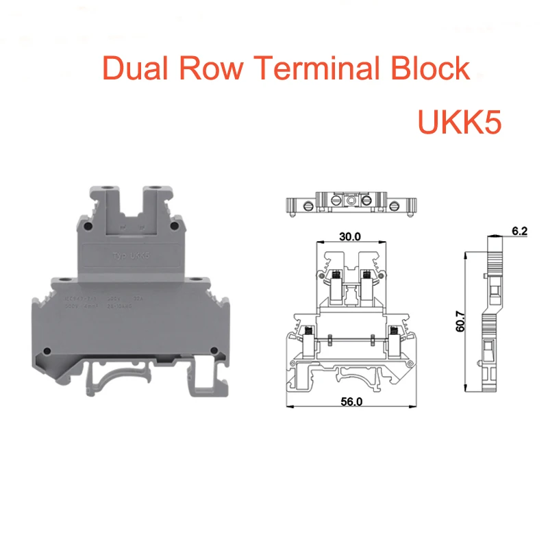 10/15/50 шт. Din rail dual row Винтовые клеммы UKK5 провода электрический double deck Терминалы Блок соединительные кабели morsettiera