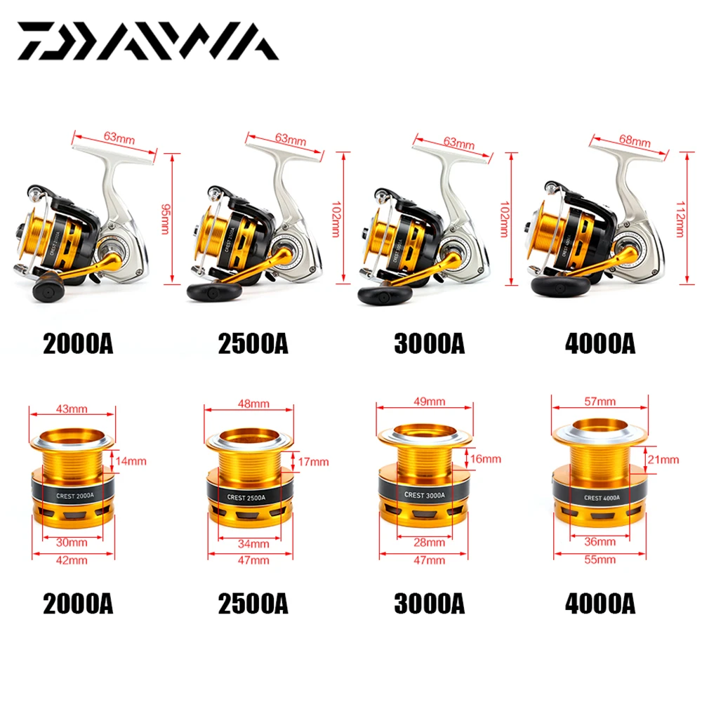 Daiwa 2016 Оригинал Spinning Рыболовная Катушка CREST 2000A 2500A 3000A 4000A 3 + 1 Подшипник 5.3: ЧПУ