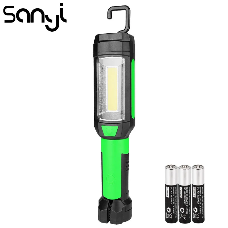 SANYI 3800LM Фонарик светодиодный COB портативный фонарь питания от 3 * AAA батареи