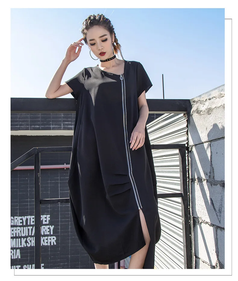 Max LuLu Summer Fashion Korean Style Ladies Sexy Black Clothes Womens Elegant Zipper Long Dresses Casual Vestidos Plus Size